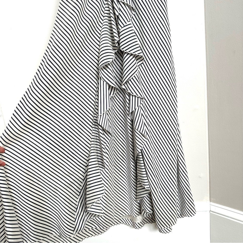 Ralph Lauren Black and White Diagonal-Stripe Ruffle Maxi Dress - Picture 7 of 7